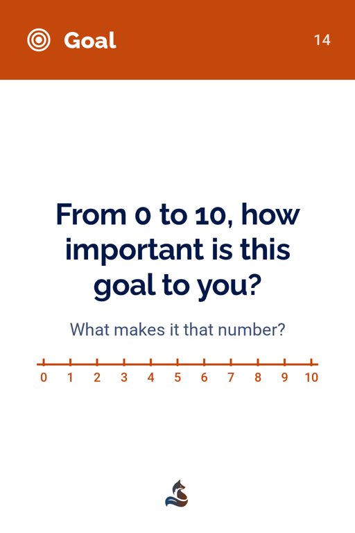 14 From 0 to 10, how important is this goal to you?