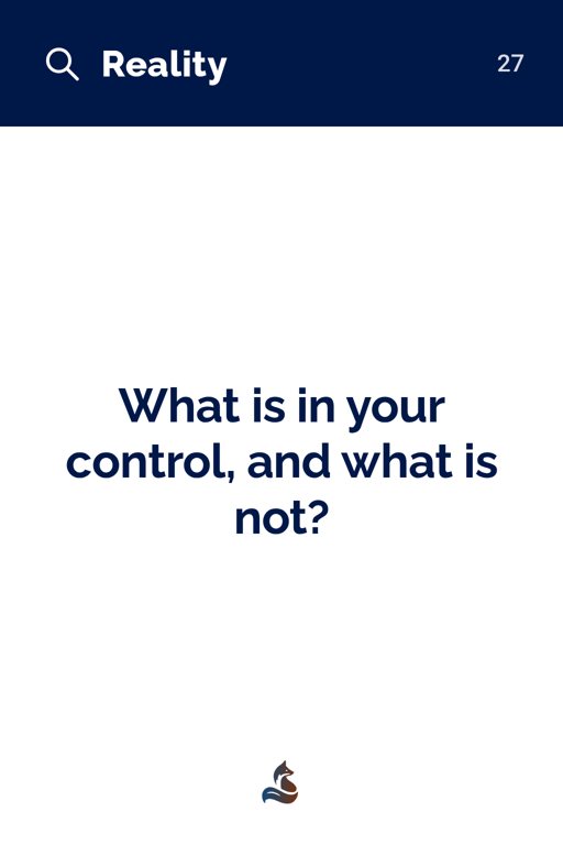 27 What is in your control, and what is not?