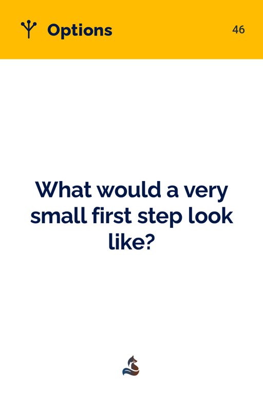 46 What would a very small first step look like?