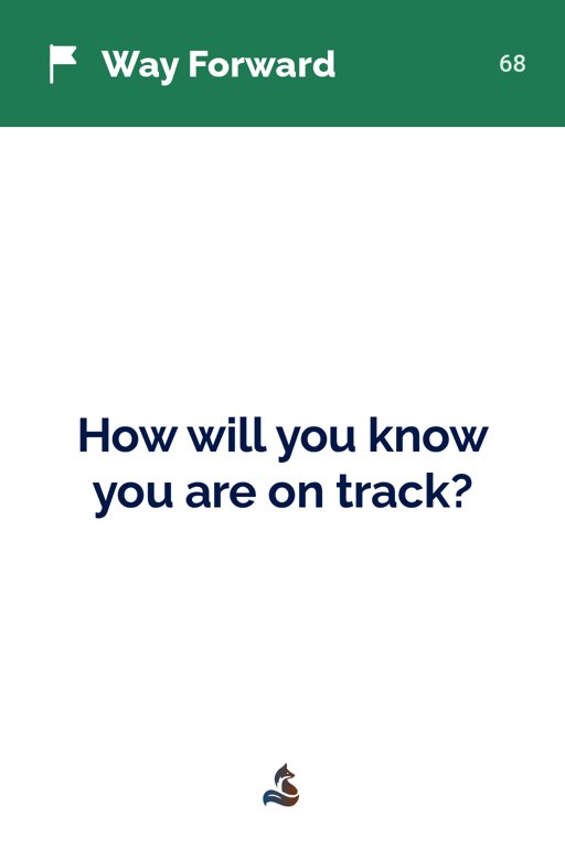 68 How will you know you are on track?